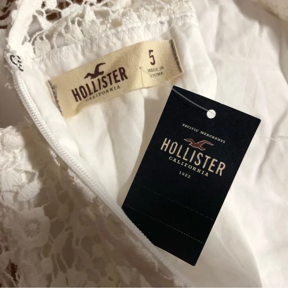 👗NWT Hollister White Sleeveless Lace Mini Dress - Picture 6 of 6